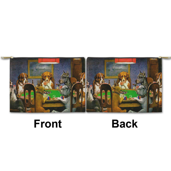 Dogs Playing Poker by C.M.Coolidge Small Zipper Pouch Approval (Front and Back)