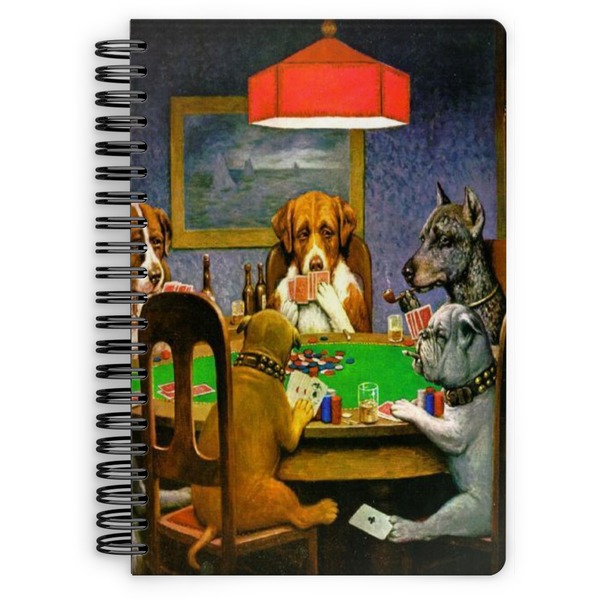 Custom Dogs Playing Poker by C.M.Coolidge Spiral Notebook