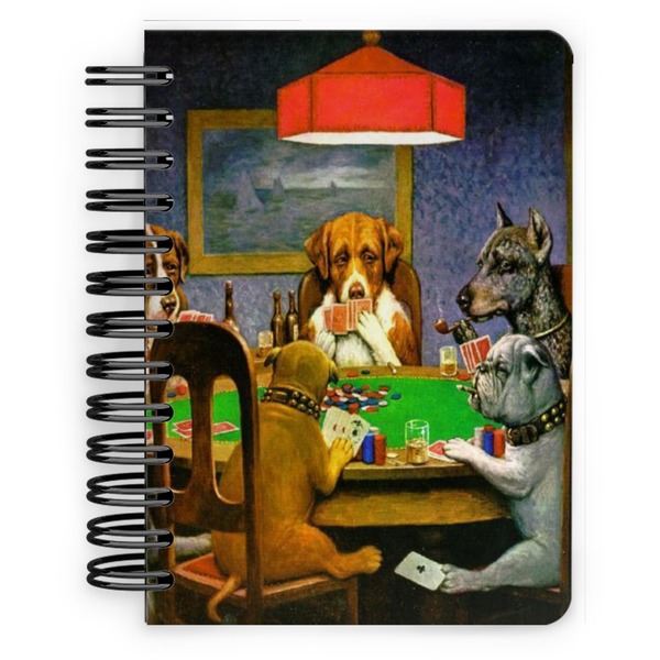 Custom Dogs Playing Poker by C.M.Coolidge Spiral Notebook - 5x7
