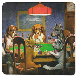 Dogs Playing Poker by C.M.Coolidge Square Rubber Backed Coaster