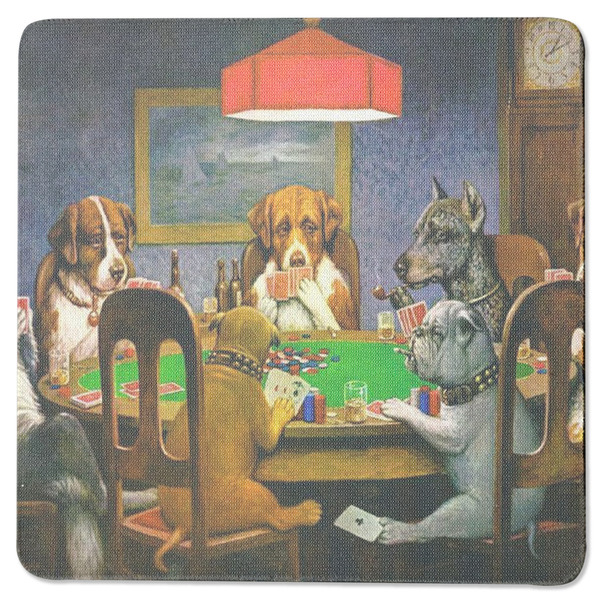 Custom Dogs Playing Poker by C.M.Coolidge Square Rubber Backed Coaster