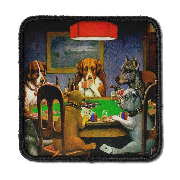 Dogs Playing Poker by C.M.Coolidge Square Patch