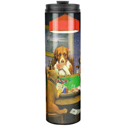 Dogs Playing Poker by C.M.Coolidge Stainless Steel Skinny Tumbler - 20 oz