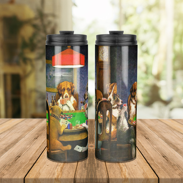 Dogs Playing Poker by C.M.Coolidge Stainless Steel Tumbler - Lifestyle