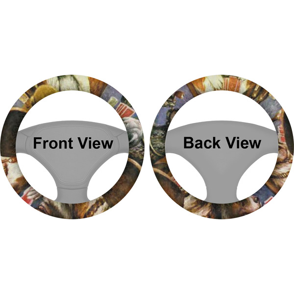 Dogs Playing Poker by C.M.Coolidge Steering Wheel Cover- Front and Back