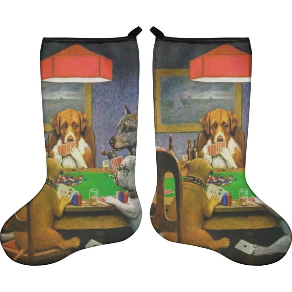 Custom Dogs Playing Poker by C.M.Coolidge Holiday Stocking - Double-Sided - Neoprene