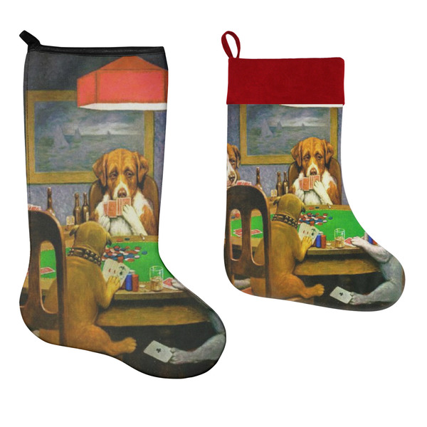 Dogs Playing Poker by C.M.Coolidge Stockings - Side by Side compare