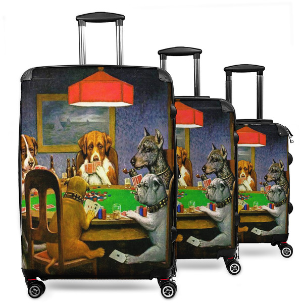 Custom Dogs Playing Poker by C.M.Coolidge 3 Piece Luggage Set - 20" Carry On, 24" Medium Checked, 28" Large Checked