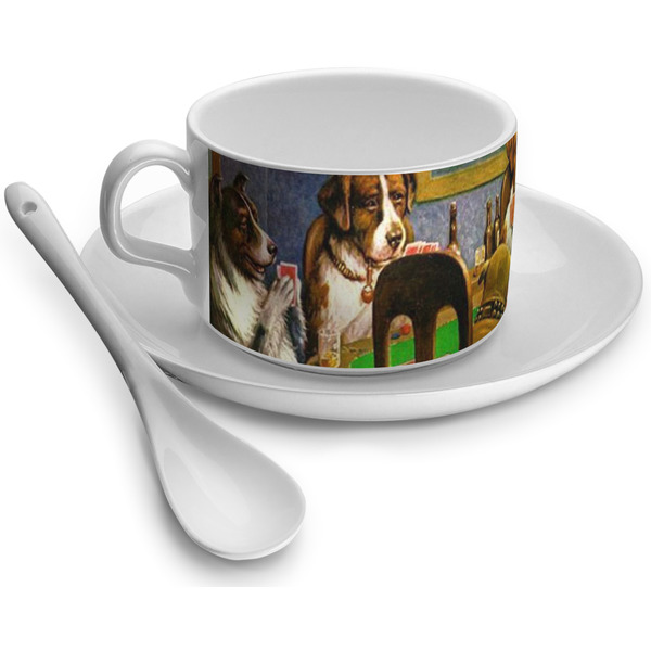 Custom Dogs Playing Poker by C.M.Coolidge Tea Cup