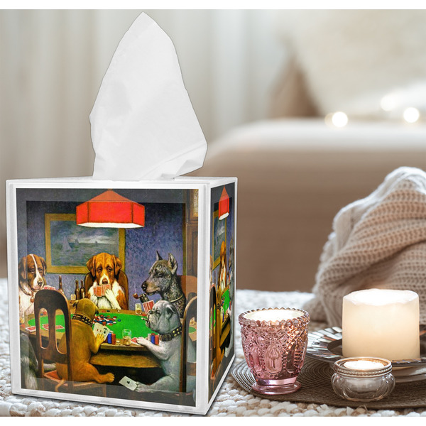 Dogs Playing Poker by C.M.Coolidge Tissue Box - LIFESTYLE