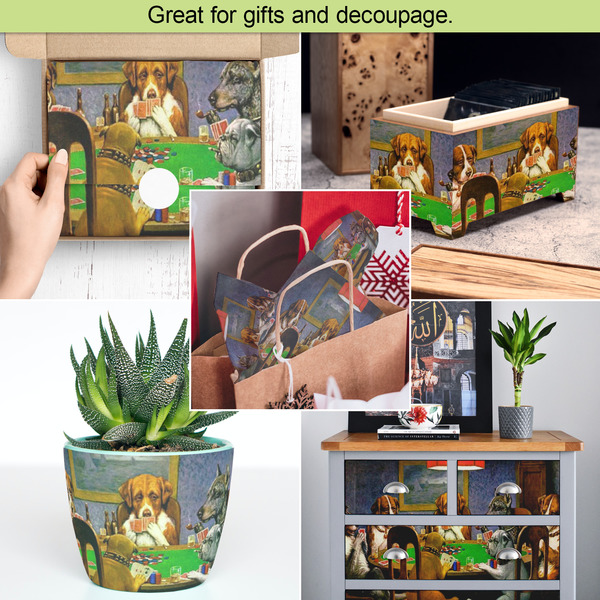 Dogs Playing Poker by C.M.Coolidge Tissue Paper - In Use Collage