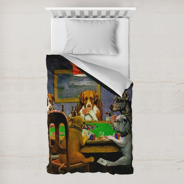 Custom Dogs Playing Poker by C.M.Coolidge Toddler Duvet Cover