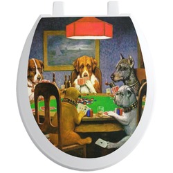 Dogs Playing Poker by C.M.Coolidge Toilet Seat Decal - Round