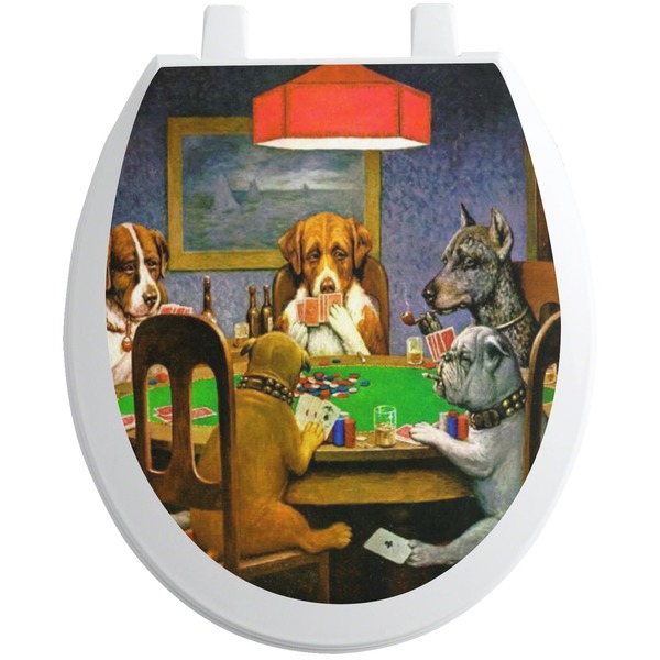 Custom Dogs Playing Poker by C.M.Coolidge Toilet Seat Decal