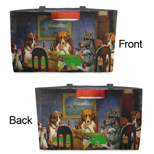 Dogs Playing Poker by C.M.Coolidge Tote w/Black Handles - Front & Back Views