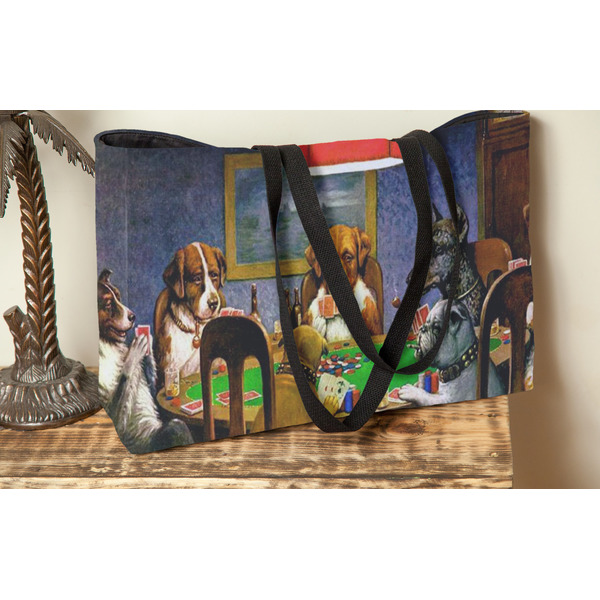 Dogs Playing Poker by C.M.Coolidge Tote w/Black Handles - Lifestyle View
