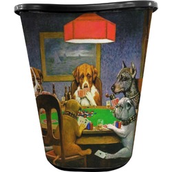Dogs Playing Poker by C.M.Coolidge Waste Basket - Single Sided (Black)