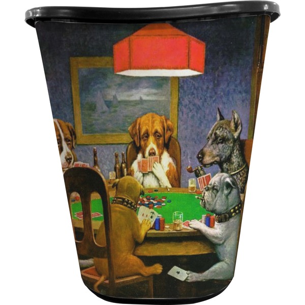 Dogs Playing Poker by C.M.Coolidge Trash Can Black