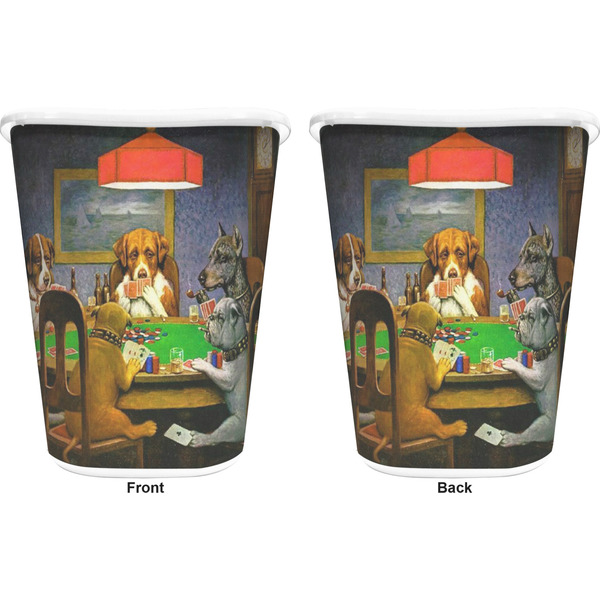Dogs Playing Poker by C.M.Coolidge Trash Can White - Front and Back - Apvl