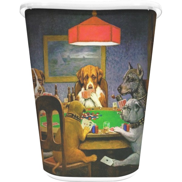 Custom Dogs Playing Poker by C.M.Coolidge Waste Basket - Double Sided (White)