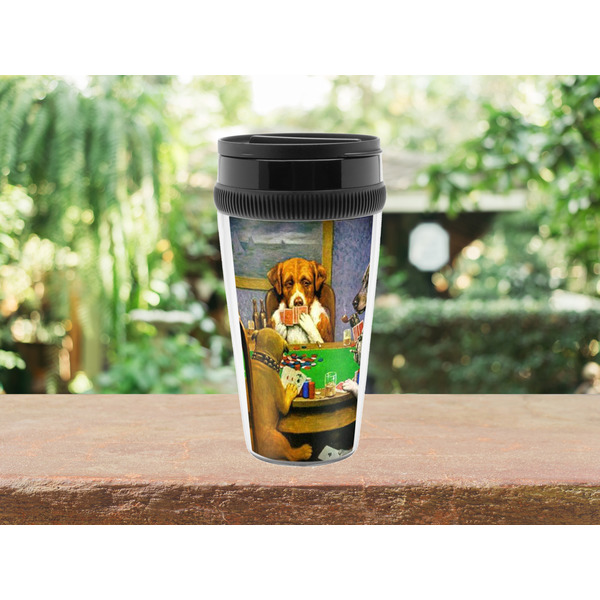 Dogs Playing Poker by C.M.Coolidge Travel Mug Lifestyle (Personalized)