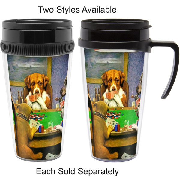 Dogs Playing Poker by C.M.Coolidge Travel Mugs - with & without Handle