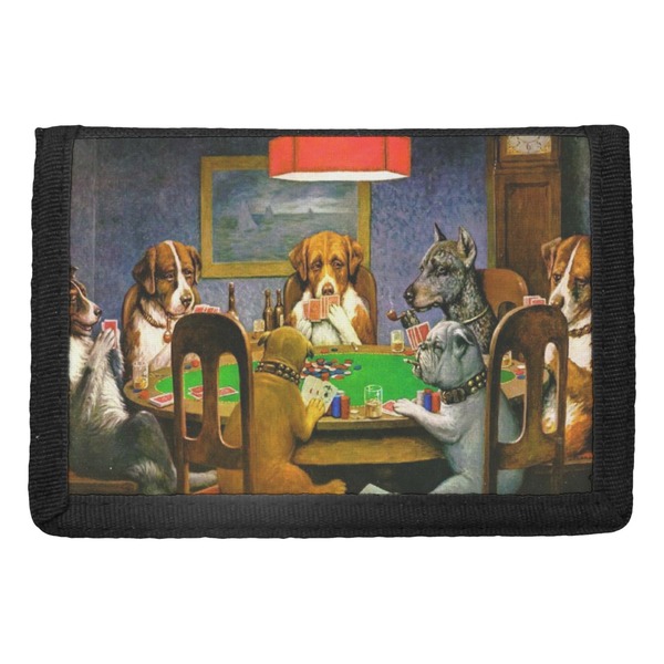 Custom Dogs Playing Poker 1903 C.M.Coolidge Trifold Wallet