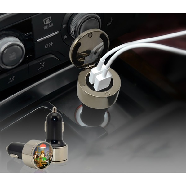 Dogs Playing Poker by C.M.Coolidge USB Car Charger - in cigarette plug