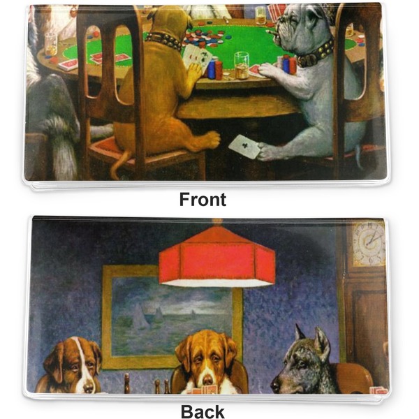 Dogs Playing Poker by C.M.Coolidge Vinyl Check Book Cover - Front and Back
