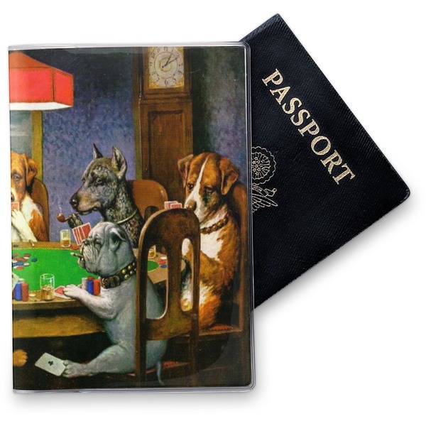 Custom Dogs Playing Poker by C.M.Coolidge Vinyl Passport Holder