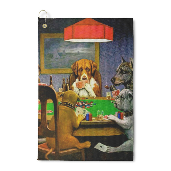 Custom Dogs Playing Poker by C.M.Coolidge Waffle Weave Golf Towel