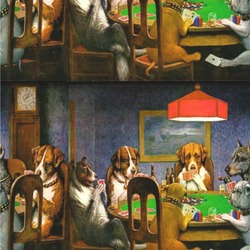 Dogs Playing Poker by C.M.Coolidge Wallpaper & Surface Covering (Peel & Stick 24"x 24" Sample)