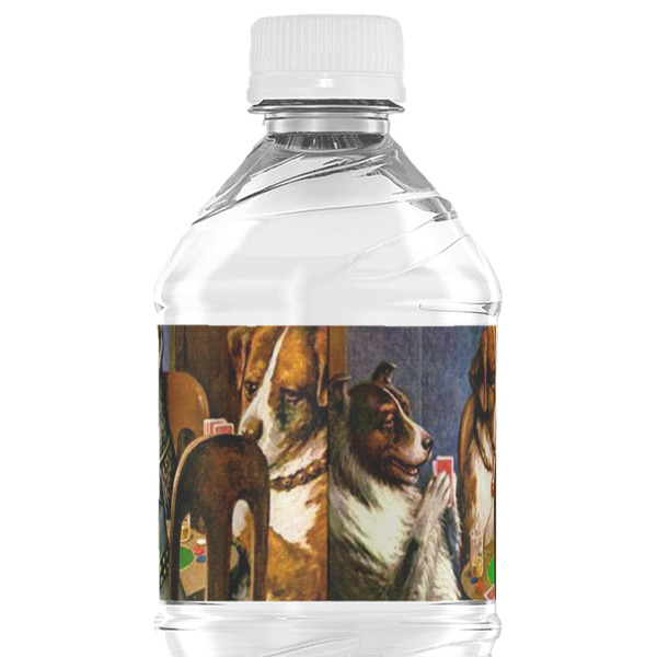 Dogs Playing Poker by C.M.Coolidge Water Bottle Label - Back View