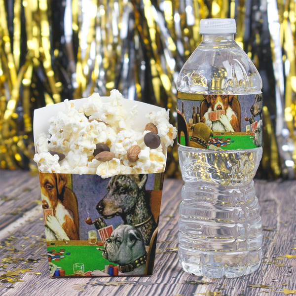 Dogs Playing Poker by C.M.Coolidge Water Bottle Label - w/ Favor Box