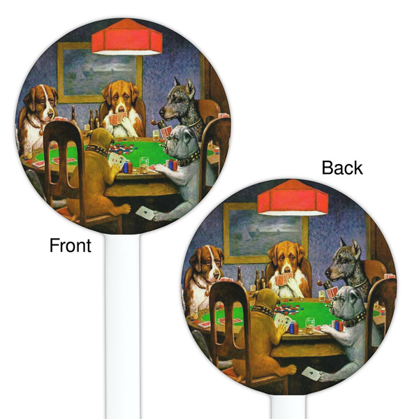 Dogs Playing Poker by C.M.Coolidge White Plastic 5.5" Stir Stick - Double Sided - Round - Front & Back