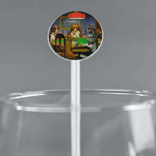 Dogs Playing Poker by C.M.Coolidge White Plastic 5.5" Stir Stick - Round - Main