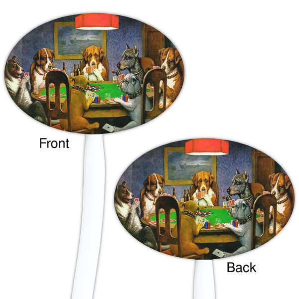 Dogs Playing Poker by C.M.Coolidge White Plastic 7" Stir Stick - Double Sided - Oval - Front & Back
