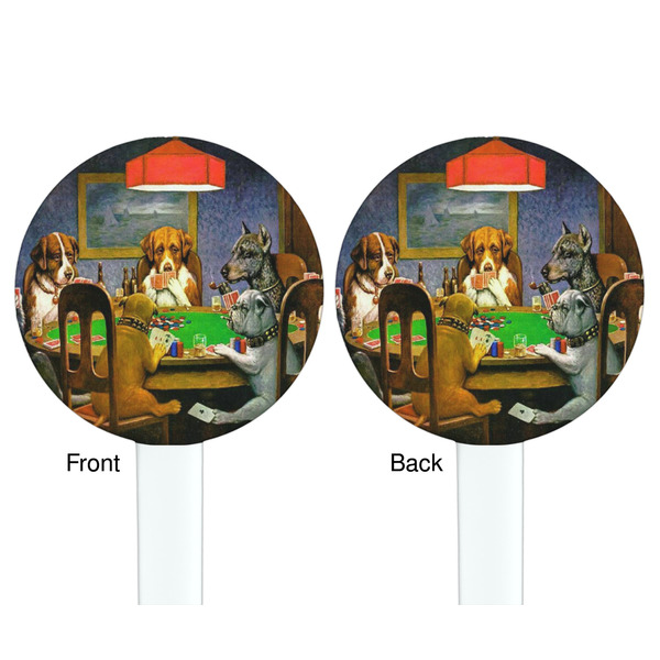 Dogs Playing Poker by C.M.Coolidge White Plastic 7" Stir Stick - Double Sided - Round - Front & Back