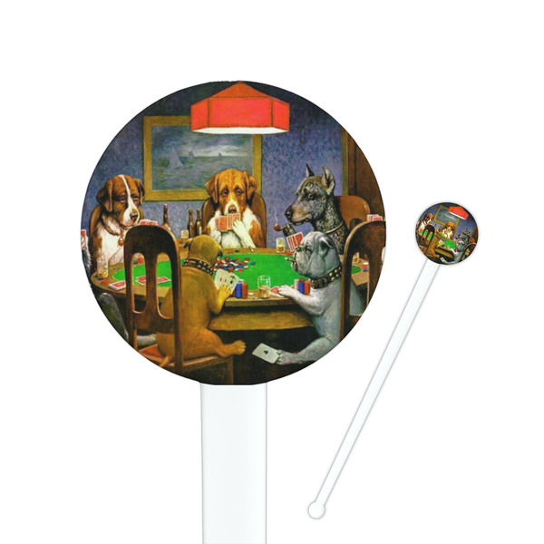 Custom Dogs Playing Poker by C.M.Coolidge 7" Round Plastic Stir Sticks - White - Double Sided