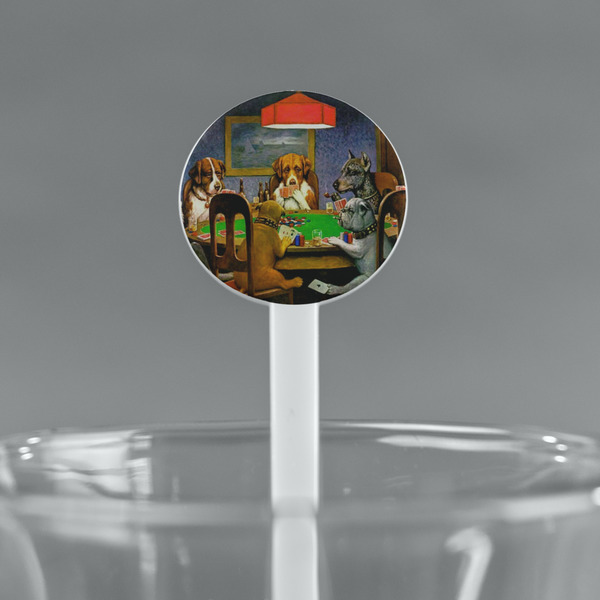 Dogs Playing Poker by C.M.Coolidge White Plastic 7" Stir Stick - Round - Main