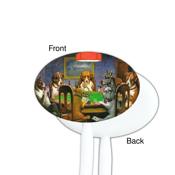 Dogs Playing Poker by C.M.Coolidge White Plastic 7" Stir Stick - Single Sided - Oval - Front & Back