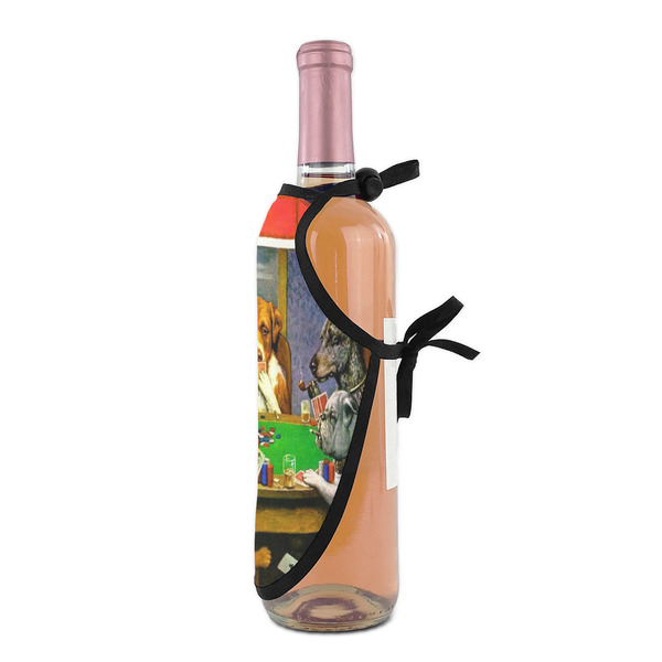 Dogs Playing Poker by C.M.Coolidge Wine Bottle Apron - DETAIL WITH CLIP ON NECK