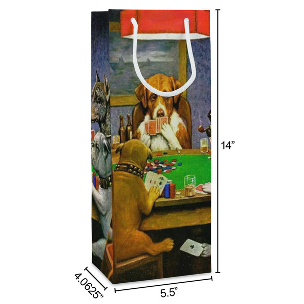 Dogs Playing Poker by C.M.Coolidge Wine Gift Bag - Dimensions