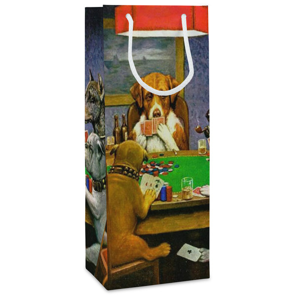 Custom Dogs Playing Poker by C.M.Coolidge Wine Gift Bags - Gloss