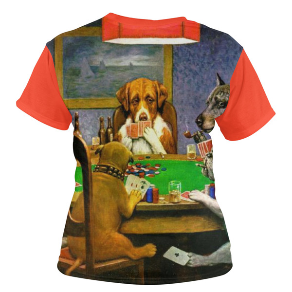 Dogs Playing Poker by C.M.Coolidge Women's T-shirt Back