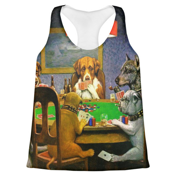 Custom Dogs Playing Poker by C.M.Coolidge Womens Racerback Tank Top - Medium