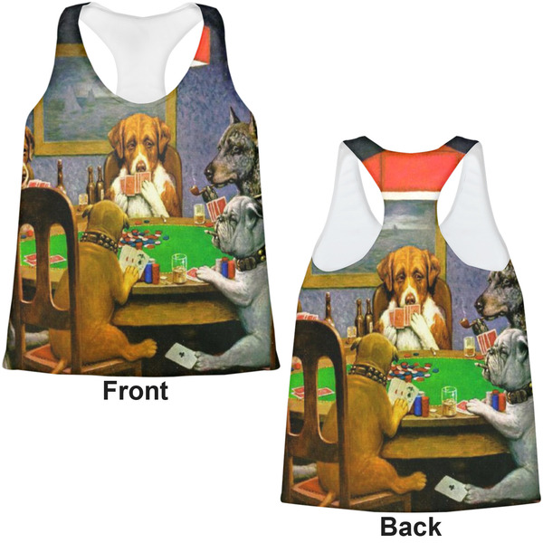 Dogs Playing Poker by C.M.Coolidge Womens Racerback Tank Tops - Medium - Front and Back