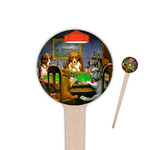 Dogs Playing Poker by C.M.Coolidge 4" Round Wooden Food Picks - Single Sided