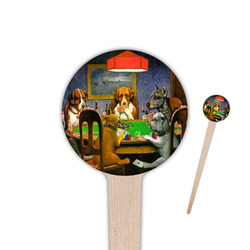 Dogs Playing Poker by C.M.Coolidge 4" Round Wooden Food Picks - Single Sided