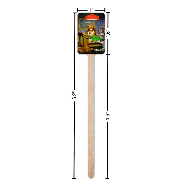 Dogs Playing Poker by C.M.Coolidge Wooden 6.25" Stir Stick - Rectangular - Dimensions